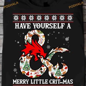 Merry Little Critmas D&D Shirt, Matching Family Xmas Shirt