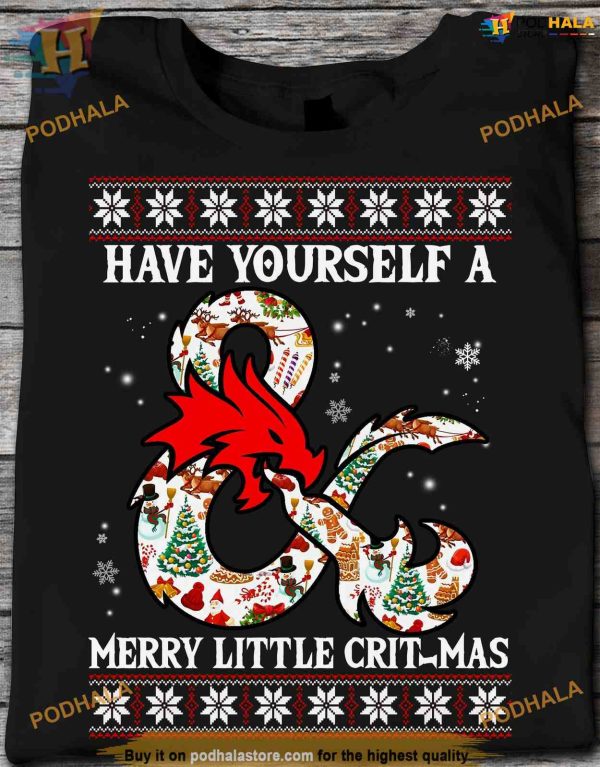 Merry Little Critmas D&D Shirt, Matching Family Xmas Shirt