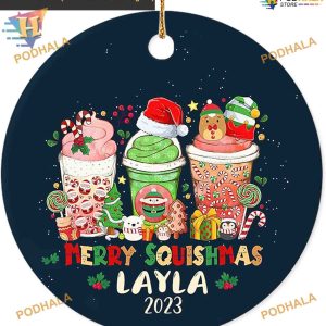 Merry Squishmas 2023 Ornament, Personalized Family Christmas Ornament, Squishmallow