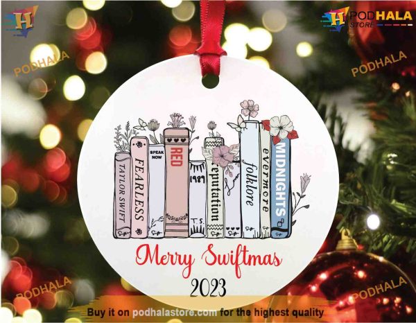 Merry Swiftmas 2023 Album Books Christmas Ornament, Music Fan Keepsake