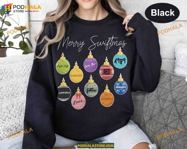 Merry Swiftmas Christmas Ball Sweatshirt, Cute TS Movie Tour Xmas Gift
