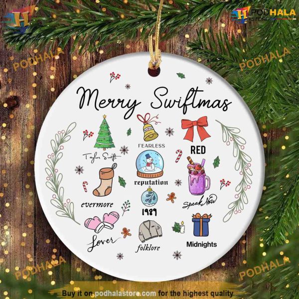 Merry Swiftmas Inspired 2023 Ornament, Personalized Family Xmas Decor