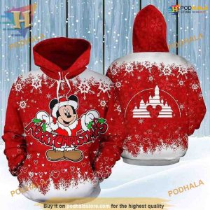 Merry Xmas Mickey 3D Print Hoodie, Funny Xmas Gifts