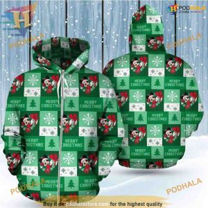 Merry Xmas Mickey Face 3D Hoodie, Funny Xmas Gifts