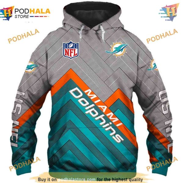 Miami Dolphins Long 3D Hoodie, S-5XL NFL Merchandise Range