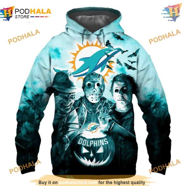 Miami Dolphins NFL Hoodie 3D, Halloween Horror NFL Apparel