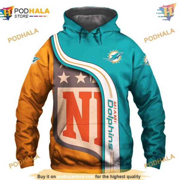 Miami Dolphins NFL Hoodie 3D, NFL Merchandise Pullover for Fans