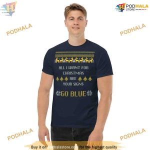 Michigan Football Christmas T-shirt, Trending U of M Sign Humor Tee
