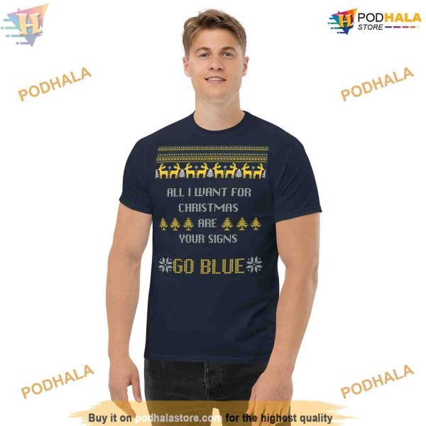 Michigan Football Christmas T-shirt, Trending U of M Sign Humor Tee