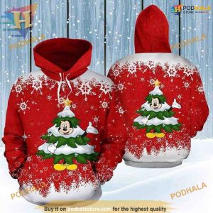 Mickey 3D Christmas Tree Hoodie, Funny Xmas Gifts