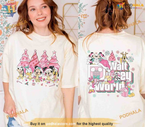 Mickey And Friends Pink Christmas TShirt, Family Christmas Shirt Ideas