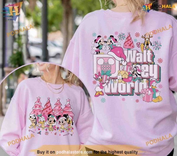Mickey And Friends Pink Christmas TShirt, Family Christmas Shirt Ideas