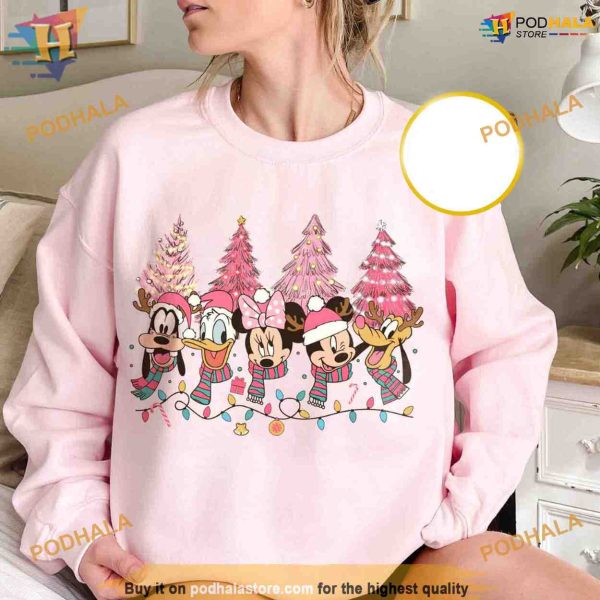 Mickey Disney Pink Tree Christmas Shirt, Family Funny Christmas Shirt
