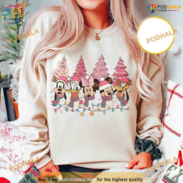 Mickey Disney Pink Tree Christmas Shirt, Family Funny Christmas Shirt
