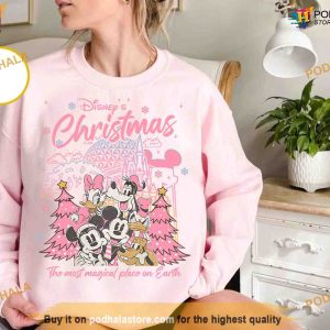 Mickey & Friends Disney Pink Xmas Shirt, Matching Family Christmas Shirt