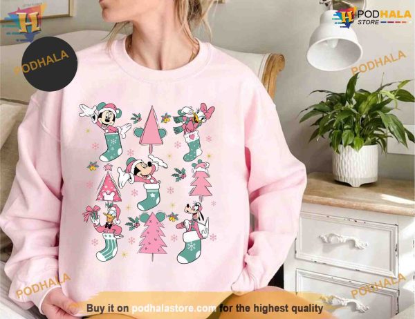 Mickey Friends Pink Christmas Tee, Funny Christmas Gift Ideas