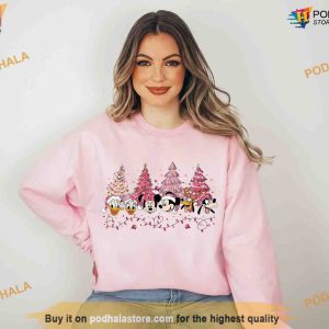 Mickey & Friends Pink Tree Sweatshirt, Matching Family Xmas Shirt