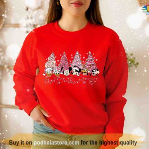 Mickey Friends Pink Tree Sweatshirt Matching Family Xmas Shirt 3