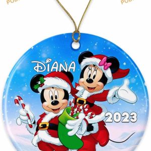 Mickey & Minnie Santa 2023 Ornament, Personalized Disney Christmas Ornament