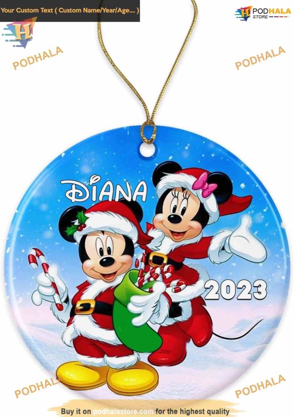 Mickey & Minnie Santa 2023 Ornament, Personalized Disney Christmas Ornament