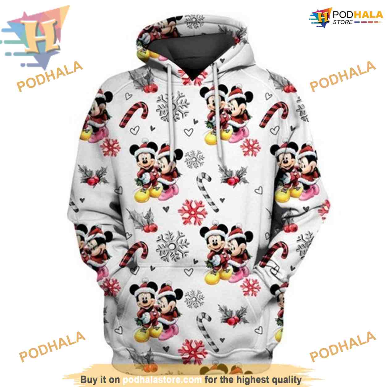 Mickey Minnie Snow 3D Hoodie, Creative Christmas Gifts Mickey Minnie Snow 3D Hoodie, Creative Christmas Gifts