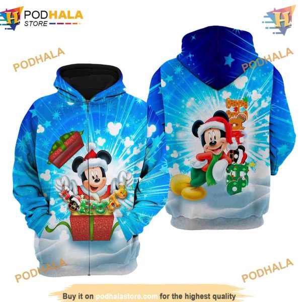 Mickey Mouse Blue Christmas Disney 3D Hoodie, Exclusive Gifts