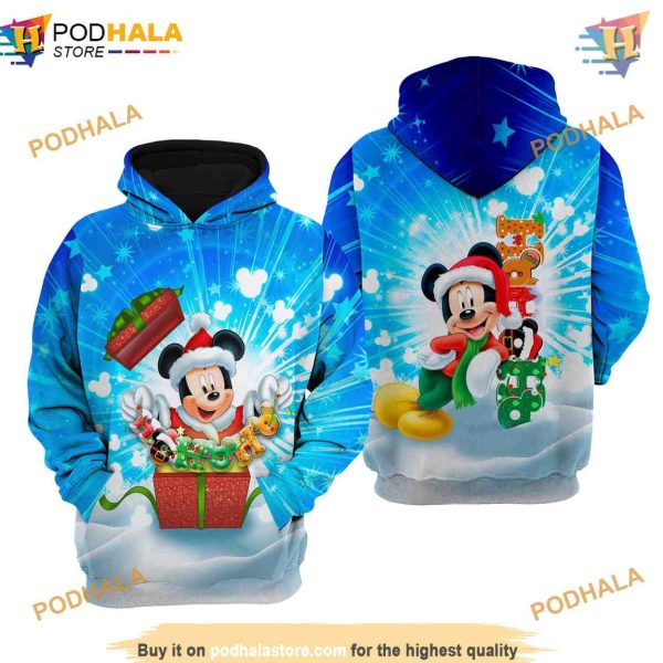 Mickey Mouse Blue Christmas Disney 3D Hoodie, Exclusive Gifts