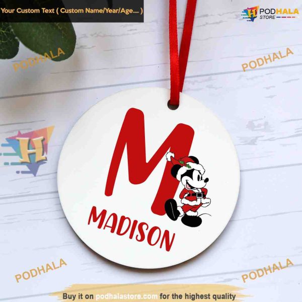 Mickey Mouse Hanging Bauble, Personalized Family Christmas Ornament