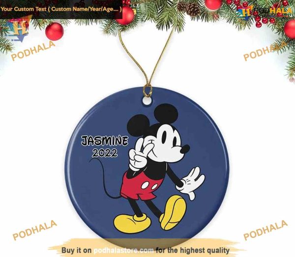 Mickey Mouse Peace Out Ornament, Classic 2023 Disney Christmas Decor