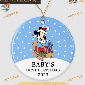 Mickey's First Christmas 2023 Ornament, Disney Ornament for New Baby Celebration