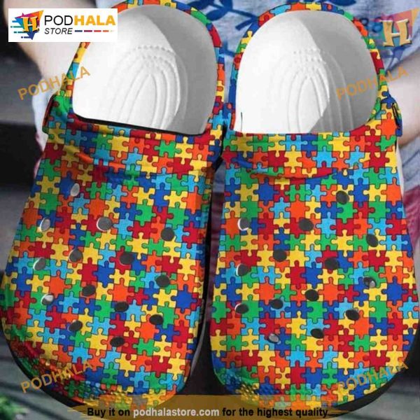 Mini Puzzle Autism Awareness Shoes Crocs, Creative Christmas Gifts