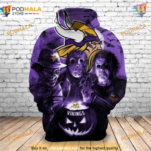 Minnesota Vikings Horror Night 3D Hoodie, Halloween NFL Apparel