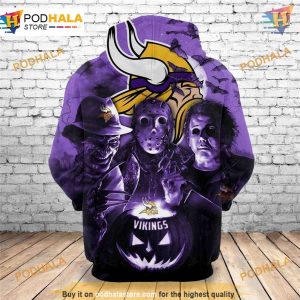 Minnesota Vikings Horror Night 3D Hoodie Halloween NFL Apparel 2