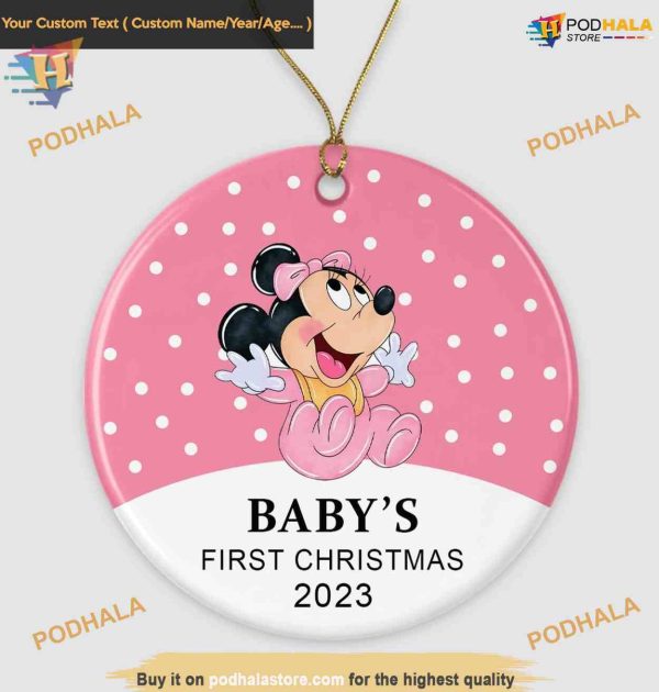 Minnie Mouse 2023 First Christmas Ornament, Disney Ornament for Newborns