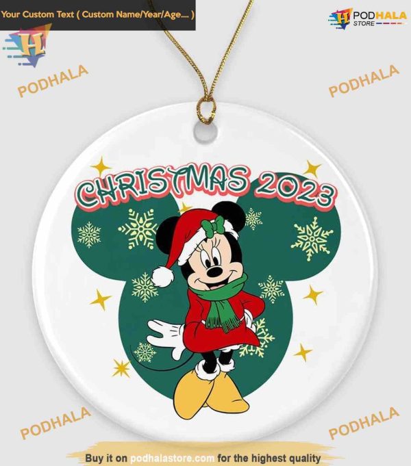 Minnie Mouse 2023 Ornament, Festive Disney Christmas Tree Decoration