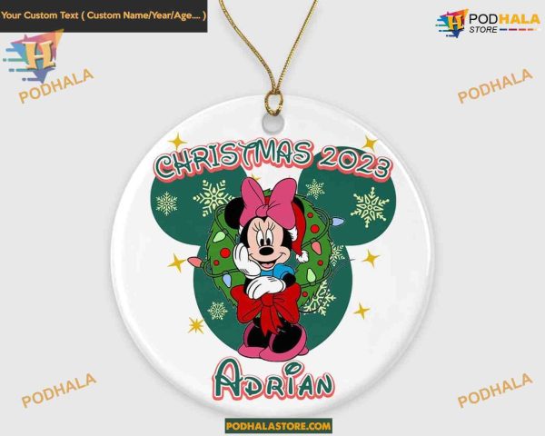 Minnie Mouse Christmas 2023 Ornament, Custom Christmas Ornament, Disney Celebration