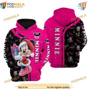 Minnie Mouse Pink Christmas Disney 3D Hoodie, Ideal Disney Gifts