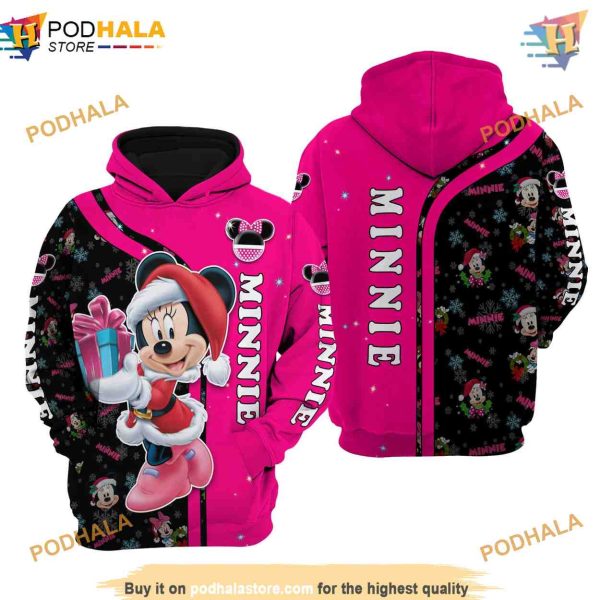Minnie Mouse Pink Christmas Disney 3D Hoodie, Ideal Disney Gifts