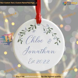 Mistletoe Bauble for Couples, Personalized 1st Christmas