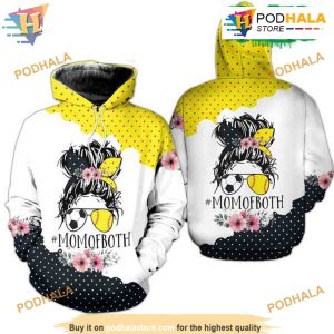 Momofboth Baseball, Soccer Mom Messy Bun 3D Hoodie, Gift For Mother