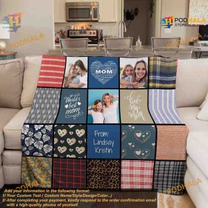 Moms Quilt Pattern Blanket Personalized Photo Gift Birthday Christmas 2