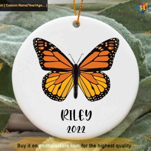 Monarch Butterfly Holiday Ornament, Personalized Christmas Decor