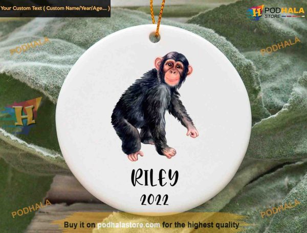 Monkey Ornament for Christmas, Personalized Family Fun Gift