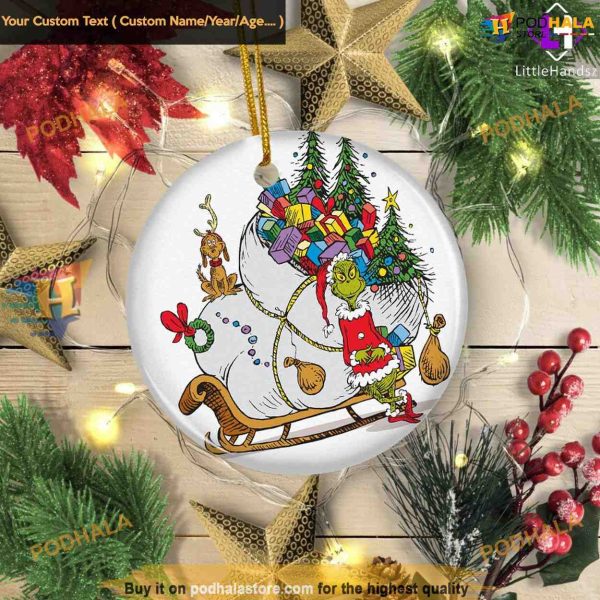 Monster & Dog Xmas Ornament, Grinch Christmas Tree Decorations 2023
