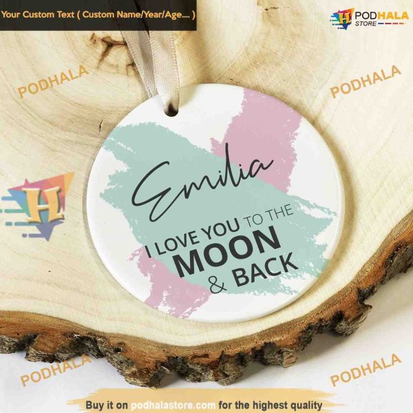 Moon & Back Ceramic Keepsake, Personalized Love Ornament