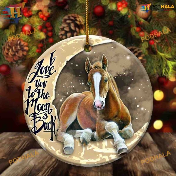 Moon and Back Horse Ornament Personalized Family Christmas Tree Keepsake