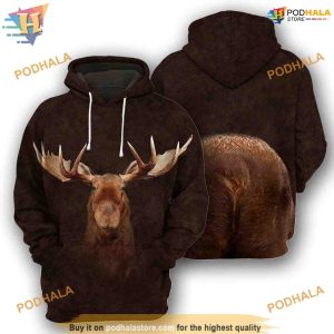 Moose Full All Over Printed Funny Animal Costume 3D Hoodie Sweatshirt 1