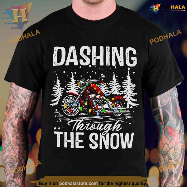 Motorcycle Dashing Snow Shirt, Best Family Christmas Gifts