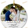 Mr & Mr Christmas 2023 Personalized Photo Ornament, Custom Wedding Memory Ceramic Decor