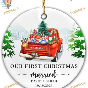 Mr & Mrs First Christmas Ornament 2023, Personalized Wedding Keepsake